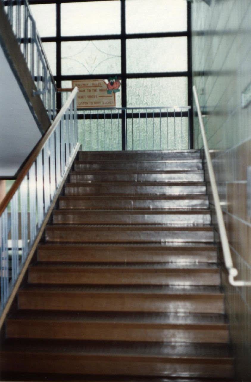 This might be the stairwell closest to the gym annex.  (shared by Chris Brace)