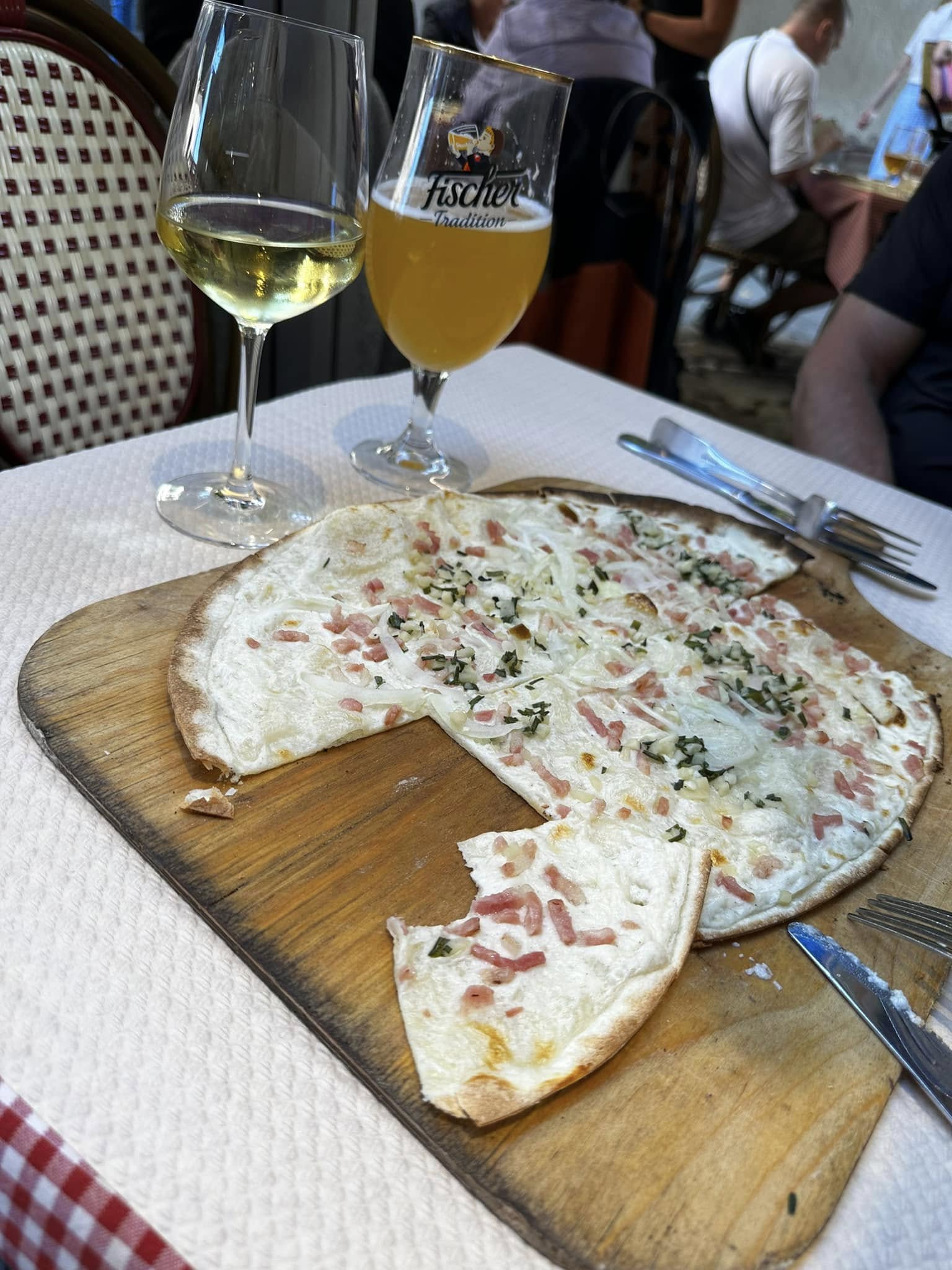 Flammkuchen — in Strasbourg  (shared by Gayle Buzzell)