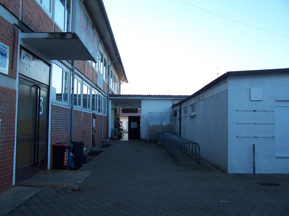 Video arcade was upstairs in the snackbar. To the left near the entrance to the 