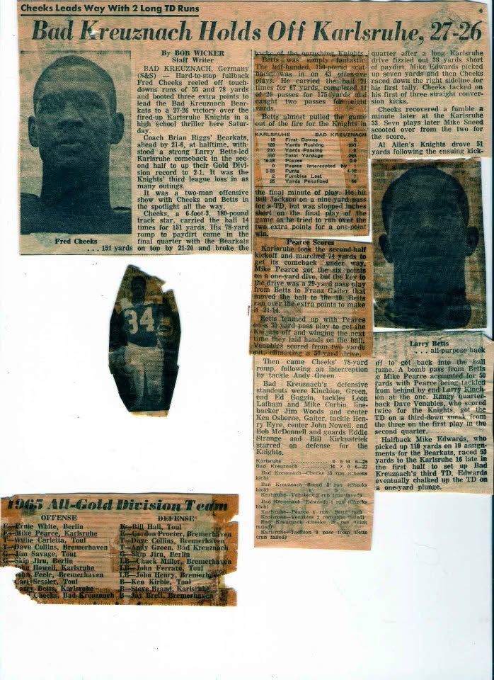 Great football game 1966 sorry about condition of clippings.  (shared by Jack Li